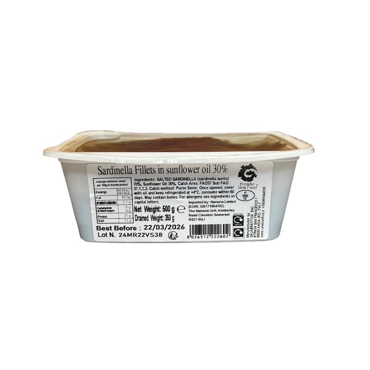 Calabraittica Sardinella Fillets 500g Tub - Image 3